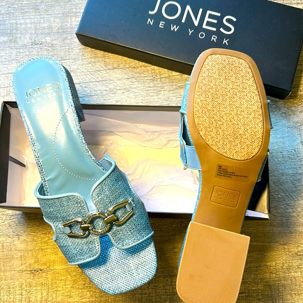 Blue Raffia Jones New York Sandals, Size 8m